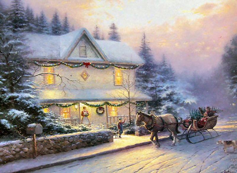 Victorian Christmas IV (Bringing Home the Christmas Tree) by Thomas Kinkade