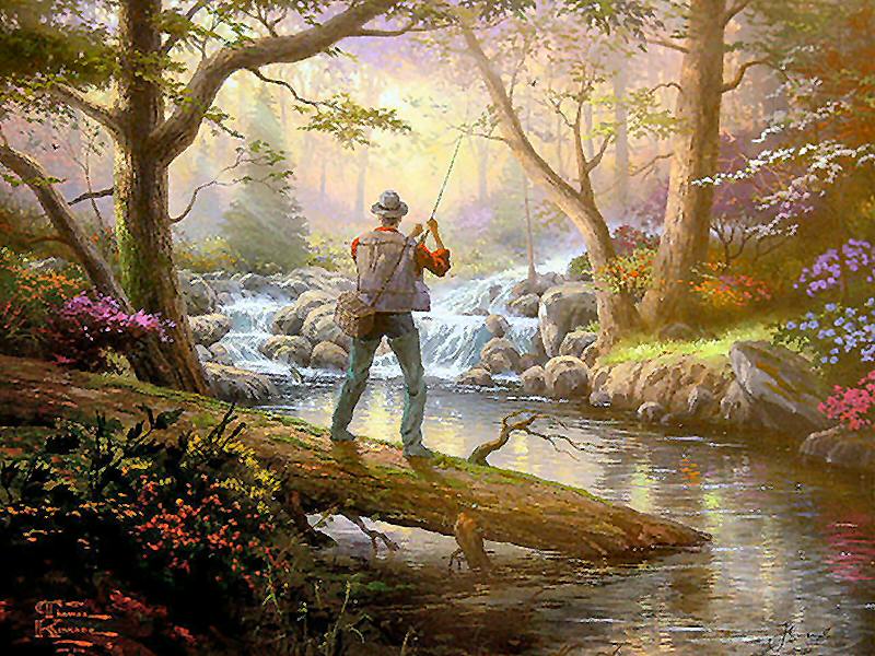 Foothill Fishing Hole (It Doesn't Get Much Better) by Thomas Kinkade
