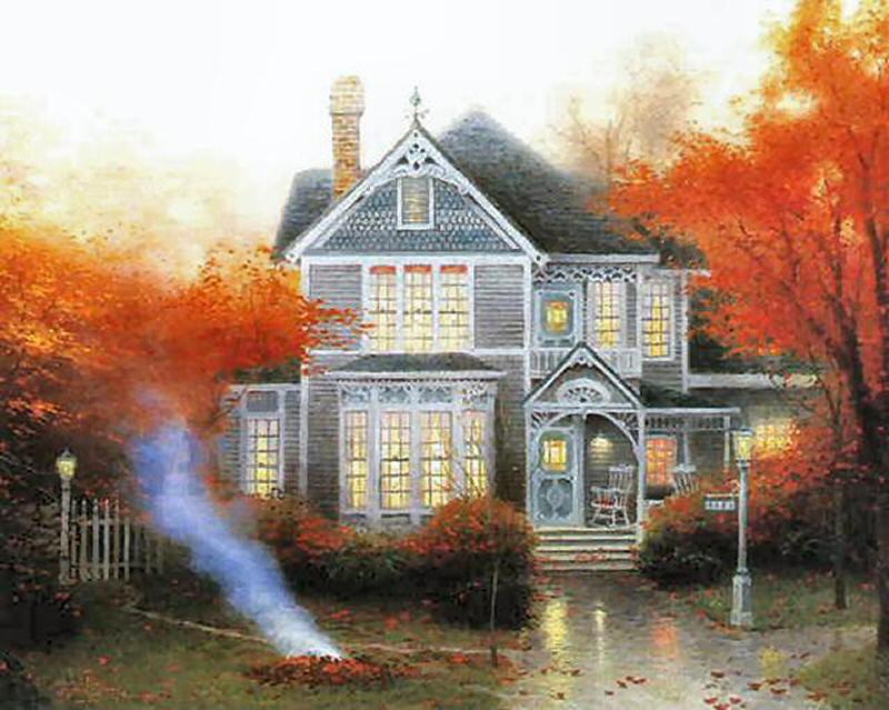 Amber Afternoon (Burning Leaves on a Quiet Saturday) by Thomas Kinkade