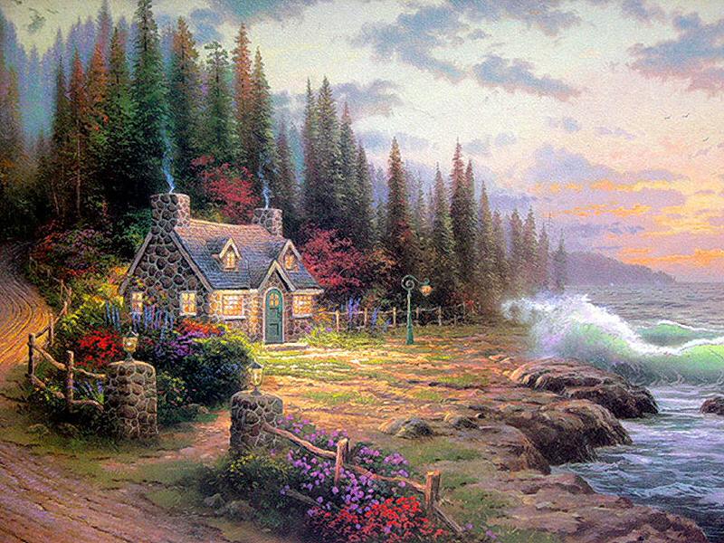 Pine Cove Cottage (Cottage By the Sea II) by Thomas Kinkade