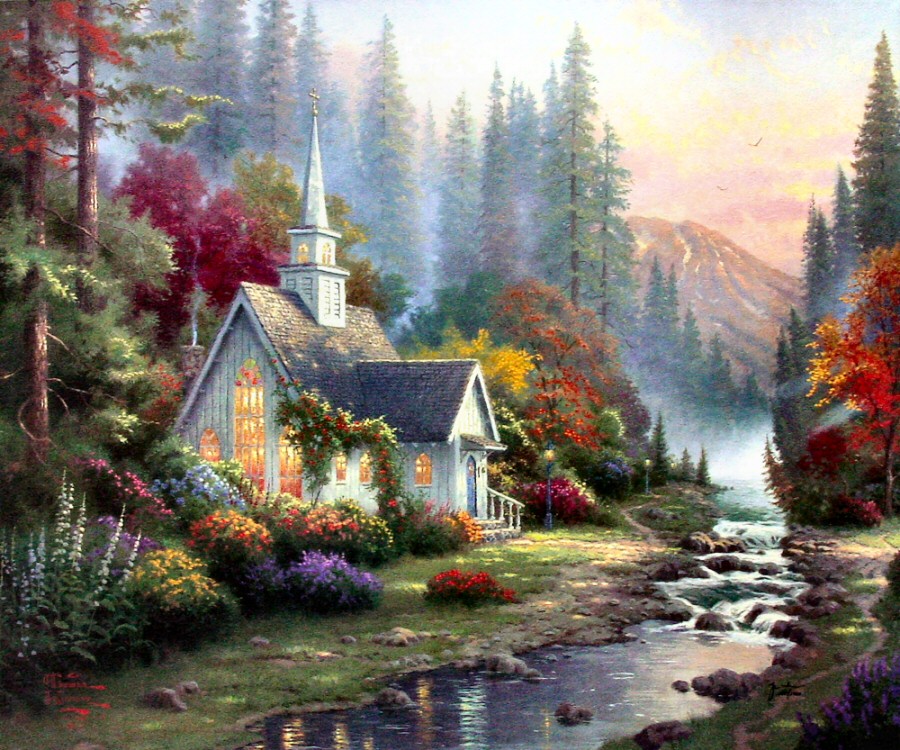 Forest Chapel (Chapels of Nature II) by Thomas Kinkade
