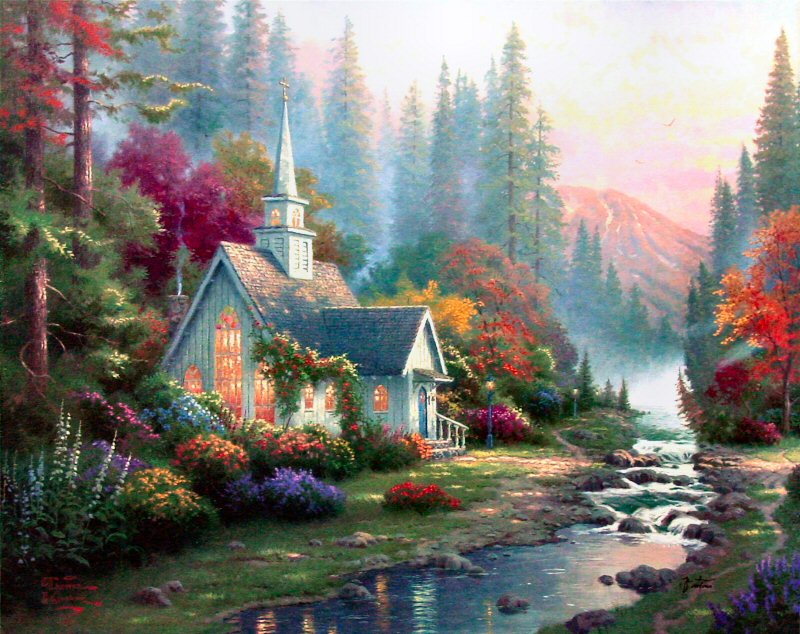 Forest Chapel (Chapels of Nature II) by Thomas Kinkade