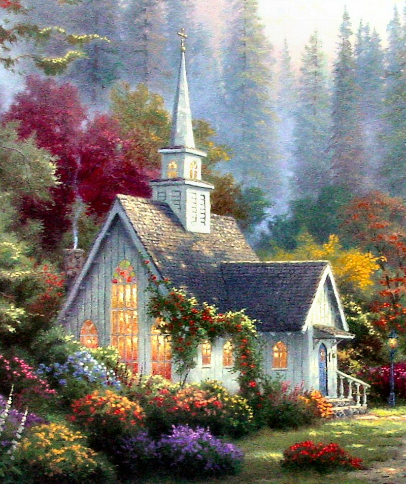 Forest Chapel (Chapels of Nature II) by Thomas Kinkade 20x24 ...