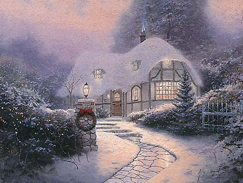 The Christmas cottage Limited Edition Thomas Kinkade S/N Lithograph
