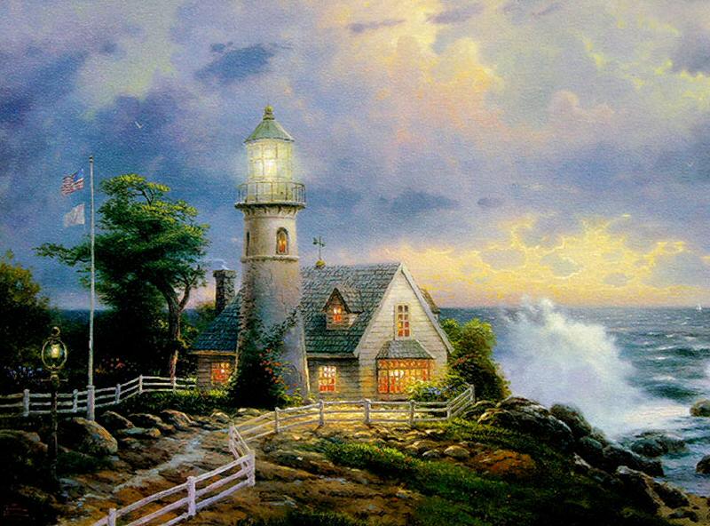 A Light in The Storm (Seaside Memories II) by Thomas Kinkade