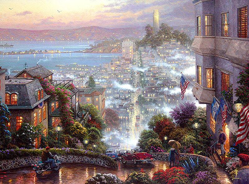 San Francisco, Lombard Street (San Francisco VIII) by Thomas Kinkade