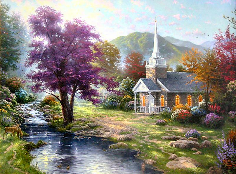 Streams of Living Water (Chapels of Nature III) by Thomas Kinkade