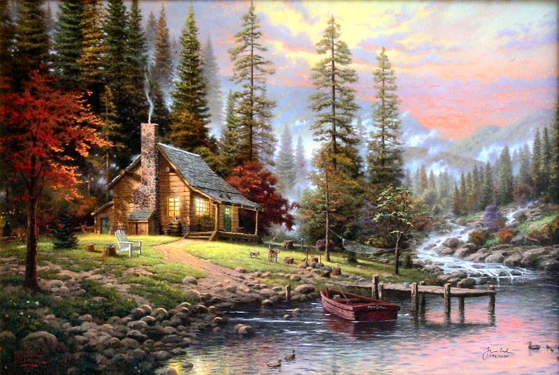 A Peaceful Retreat (Beginning of a Perfect Evening II) by Thomas Kinkade