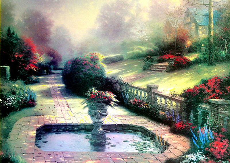 Gardens Beyond Autumn Gate (Autumn Gate III) by Thomas Kinkade
