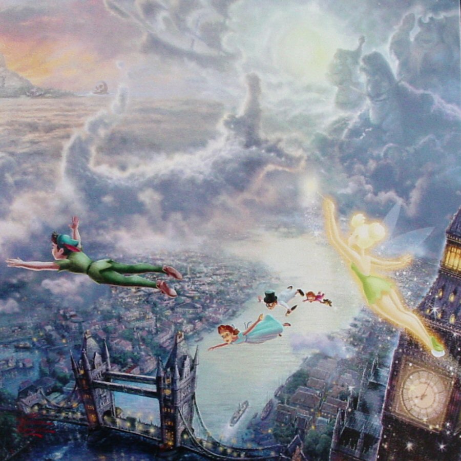 Tinker Bell and Peter Pan Fly to Neverland by Thomas Kinkade
