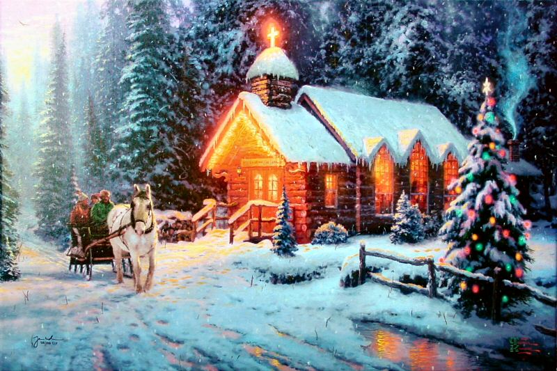 O Come All Ye Faithful (Christmas Chapel I) by Thomas Kinkade