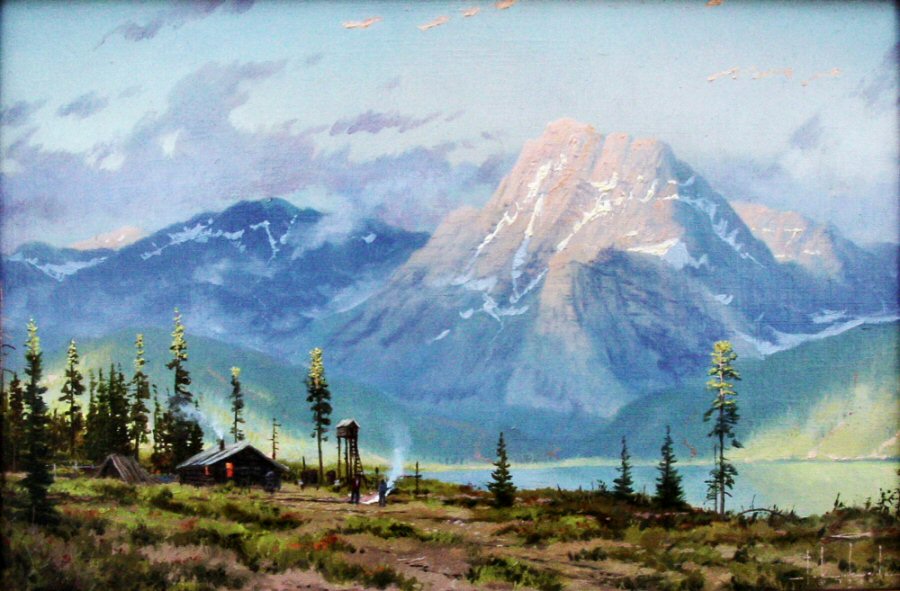 Schoonover's Base Camp, Stoney Basin by Thomas Kinkade ORIGINAL OIL ON PANEL