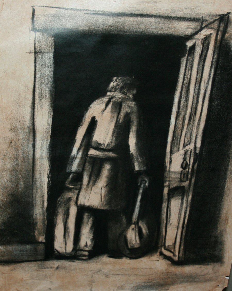 MAN THROUGH DOOR Hand Sketch by Thomas Kinkade