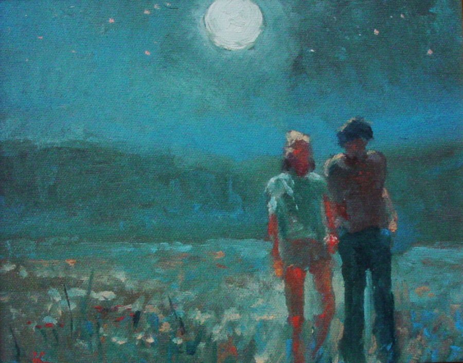 Thom And Nan Walk In The Moon Light by Thomas Kinkade